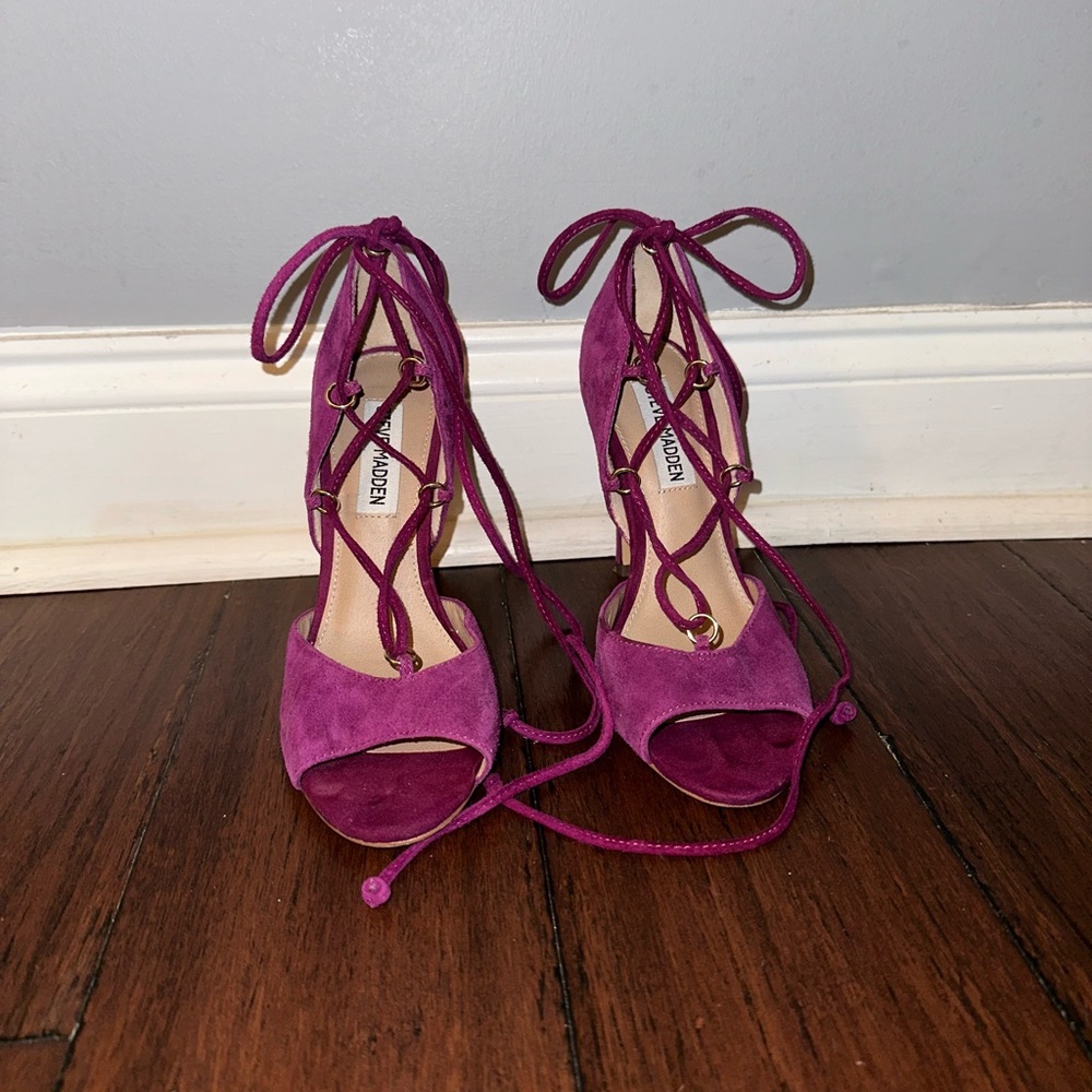 Aldo Women's Magenta Lace-Up Heels